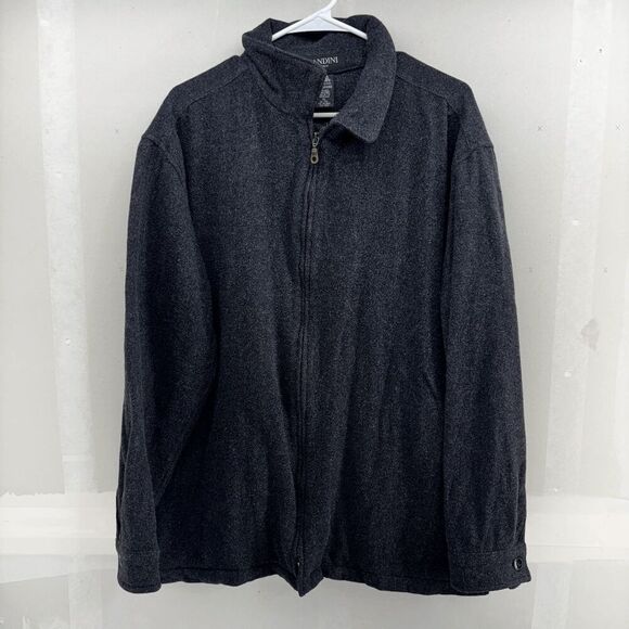 Vintage Brandini Woolmark Jacket Mens XL Gray Full Zip Shacket Coat 90s - Picture 1 of 7